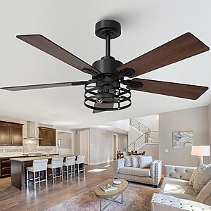 Amazon &ndash; Vaczon 52" Farmhouse Ceiling Fan w/ Light - $39.98 w/ Code