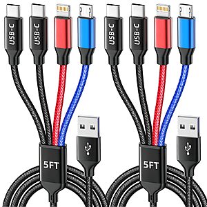 Amazon &ndash; MPATIBY 2-Pack 5' 4-in-1 Multi Charging Cables - $7.10 w/ Code + Deal