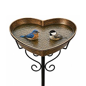 Amazon &ndash; 35" Metal Heart-Shaped Bird Bath w/ 5-Prong Base - $11.49 w/ Code