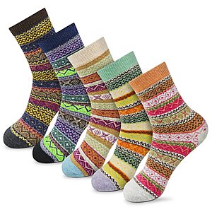 Amazon &ndash; MORECOO 5-Pair Women's Warm Wool-Blend Socks Gift Box - $4.99 w/ Code