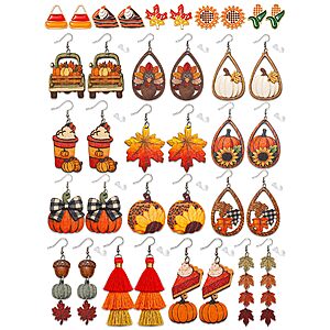 Amazon &ndash; 18-Pair Fall & Thanksgiving Earrings Set - $7.99 w/ Code