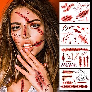 Amazon &ndash; Halloween Zombie Fake Scar Temporary Tattoos - $2.49 w/ Code