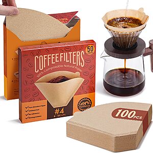 Amazon &ndash; 100-Count #4 Unbleached Cone Coffee Filters - $3.99 w/ Code