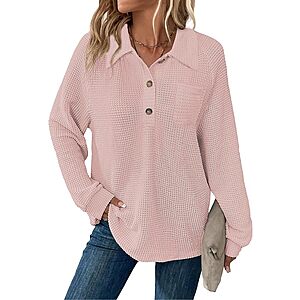 Amazon &ndash; Women's Waffle-Knit V-Neck Long-Sleeve Tunic - $6.99 w/ Code