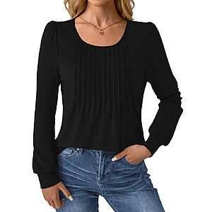 Amazon &ndash; GKBK Women's Pleated Long-Sleeve Tunic Tops - $5.49 w/ Code