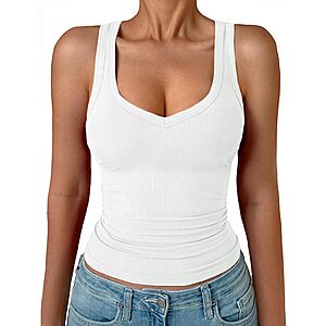 Amazon &ndash; GKBK Women's Ribbed V-Neck Sleeveless Tank Top - $4.99 w/ Code