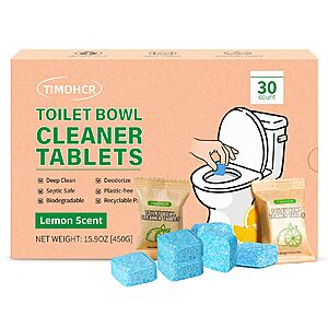 Amazon &ndash; TIMOHCR 30-Pack Lemon Toilet Bowl Cleaner Tablets - $5.99 w/ Code