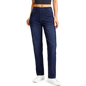 Amazon &ndash; Rammus Women's Stretch Straight-Leg Pull-On Jeans - $19.49 w/ Code