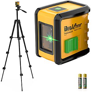 Amazon &ndash; DEGLASERS Green Self-Leveling Laser Level w/ Tripod - $19.99 w/ Code