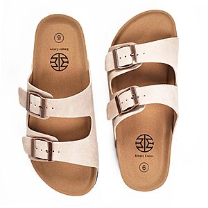 Amazon &ndash; Women's Faux-Leather Buckle Slide Sandals - $12.74 w/ Code