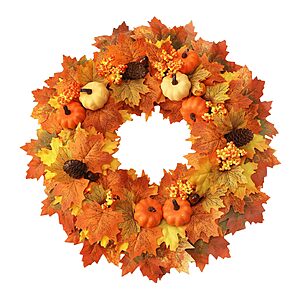 Amazon &ndash; Wironlst 22-Inch Fall Maple-Leaf Wreath - $12.99 w/ Code