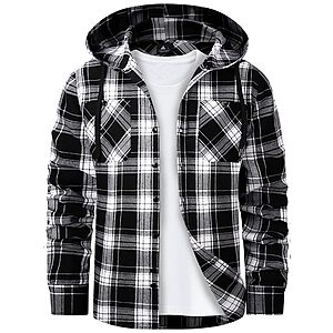 Amazon &ndash; Men's Flannel Hooded Button-Down Shirt - $9.98 w/ Code + Deal