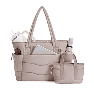 Amazon &ndash; Puffer Tote Bag w/ Small Purse, 15.6" Laptop - $14.99 w/ Code