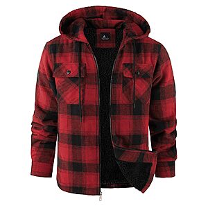 Amazon &ndash; ZITY Men's Sherpa-Lined Flannel Hooded Jacket - $19.99&ndash;$22.99 w/ Code
