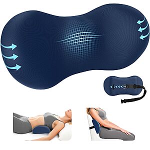 Amazon &ndash; SweetSlubr Lumbar Support Pillow, Navy Blue - $13.59 w/ Code