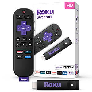 Roku Streamer 2025 - HD Roku Streaming Device for TV with Voice Remote - Free & Live TV $14.88 FS WALMART+ or pick up