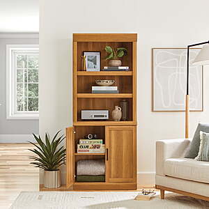 Better Homes & Gardens Glendale 5-Shelf Bookcase With Doors, Light Honey Finish $82 Free Ship Walmart