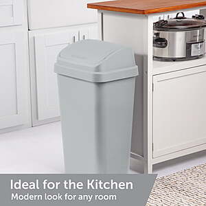 Sterilite Kitchen Trash Can, 13 Gallon Plastic Garbage Bin with Swing Top Lid, Light Gray or White $12.93 FS Walmart+ or Pick Up
