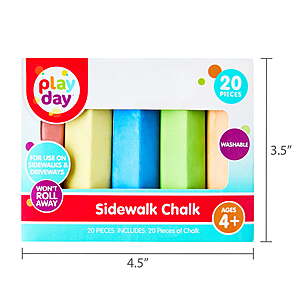 Play Day 20 Count Multicolor Anti-Roll Sidewalk Chalk 98 cents, FREE SHIp Walmart+ or Pick Up