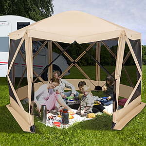 Costway 11.5 X 11.5 FT 6-Sided Pop-up Screen House Tent up to 8 persons With 2 Wind Panels for Camping $146 FS WALMART From Costway