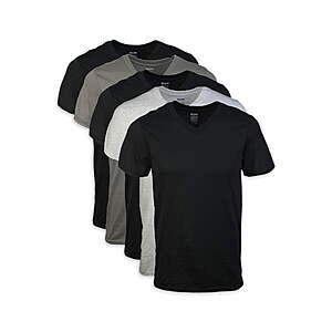 Gildan Men's Short Sleeve V-neck T-Shirts Assorted Color T-shirt up to 2XL, 5-pack, Two Asst'd Color Options $21 Free Ship Walmart+ or at $35
