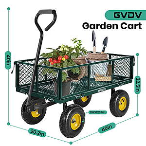 GVDV Heavy Duty Steel Garden Cart with Liner, 40" x 20", 660lbs Capacity, 10" Wheels, Utility Cart $80 FS Walmart by GVDV
