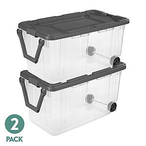 Sterilite 160 Quart Wheeled Stacker, Extra Large Durable Clear Bin, Latch Lid and Pull Handle, Gray, 2 Count $35.94 Free Ship Walmart