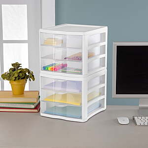 Sterilite 3 Drawer Unit, Clear Plastic Countertop or Desktop Storage Drawers, White $9.88 FS WALMART+ (great for storing printer paper)