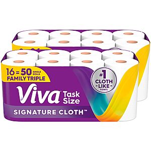 Viva Signature Cloth Paper Towels, Task Size, 16 Family Triple Rolls, 141 Sheets per Roll (Packaging May Vary)
