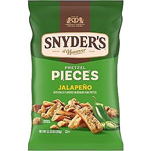 $2.17 or less S&S SNYDERS 11.25 Pretzel Pieces Bag, choice of 4 Flavors