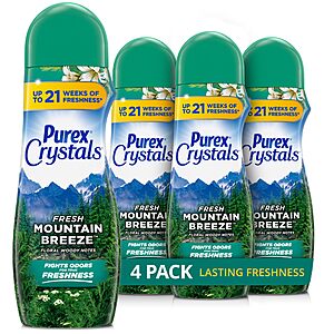 AMAZON: Purex Crystals In-Wash Scent Booster, Fresh Mountain Breeze, 21 oz (Pack of 4), $10.47 S&S Clip Q (also part of spend $50, save $15 offer)