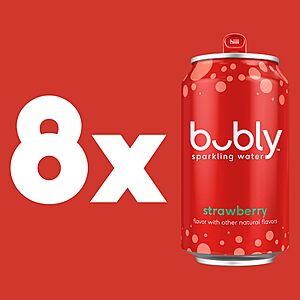 bubly Sparkling Water, Strawberry, 12 Fl Oz Cans (8 Pack)