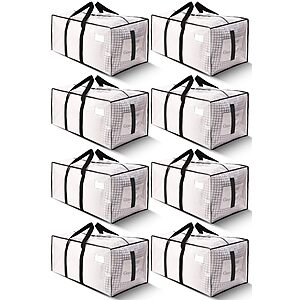 $18.89ac for 8 Bags AC Amazon Heavy Duty Moving Bags - Strong Zipper & Wrap-Around Handles - Water-Resistant Storage Totes, Durable Alternative to Moving Boxes