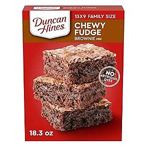 $1.25 S&S Clip Q AMZ Duncan Hines Brownie Mix, Chewy Fudge, 18.3 oz.