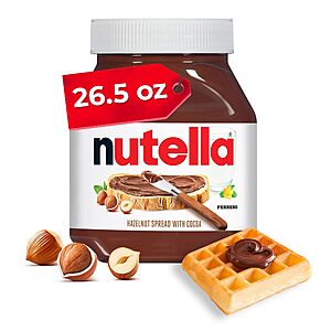 $5.81 or less S&S Clip Q AMZ Nutella Hazelnut Spread with Cocoa, Creamy Hazelnut Spread, Breakfast Favorite, 26.5 oz Jar
