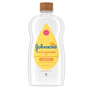AMZ: $4.12 S&S Clip Q Johnson's Baby Oil, Mineral Oil Enriched with Shea & Cocoa Butter to Prevent Moisture Loss, Hypoallergenic, 20 fl. oz