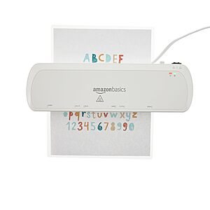$21.91 Amazon Basics 9-Inch Thermal Laminator Machine with Quick Warm-Up, 2 Heat Settings, Jam Release for Documents and Photos,