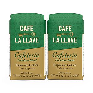 $28.19 S&S Q FS AMAZON: 4lbs Caf&eacute; La Llave Cafe La Llave Whole Bean Espresso Coffee, Dark Roast, 32 OZ x 2