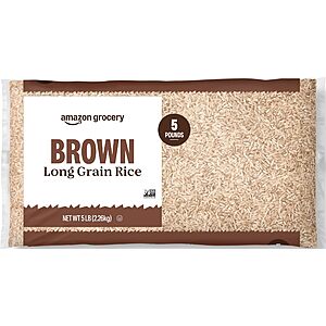 Amazon Grocery, Brown Long Grain Rice, 5 Lb - $3.42 S&S or less wyb 4
