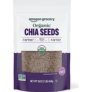 Amazon Grocery, Organic Chia Seeds, 16 Oz $4.52 or Less with Q S&S (buy 4 save 10% more)