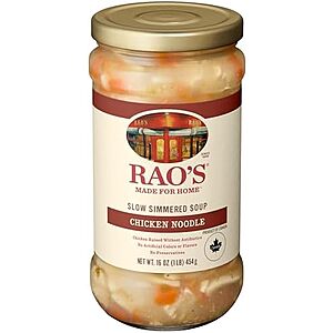 Rao's Made For Home Chicken Noodle or Chicken & Orzo Soup, 16 oz $3.19 S&S CLip Q AMAZON