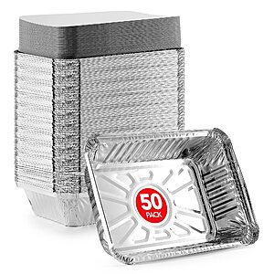 $13.49 or less S&S 25% off Q AMAZON: DISPOSABLE Aluminum Pans (Freezer and Oven safe) with Lids (50 Pack) 2 Lb Disposable