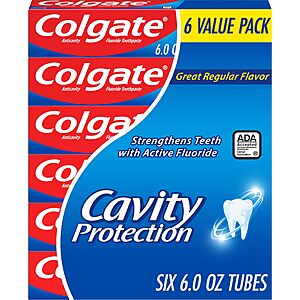 $20.72 S&S MULTIBUY or less 3 x Colgate Cavity Protection Fluoride Toothpaste, Mint, 6 Pack, 6 oz (18 tubes)