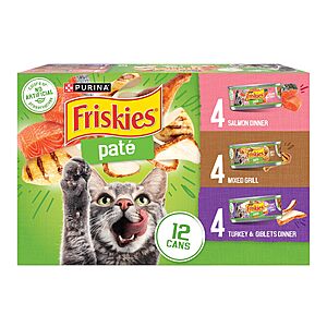 $76.53 S&S, get $20 Amazon Credit FS 96 cans Purina Friskies Wet Cat Food Pate Variety Pack,