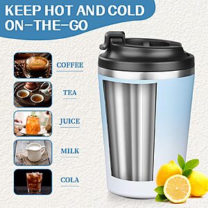 MEZMUT 12 oz Coffee Mug Tumbler Internal ceramic coating Stainless Steel Vacuum Tumbler Travel Mug Spill Proof with Lid Proof Thermos Cups for Hot and Cold Drink(Blue to White)