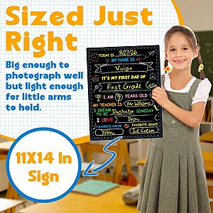14" x 11" Melisheer Double-Sided First & Last Day of School Reusable Chalkboard Sign $3.49 + Free Shipping w/ Prime or on $35+