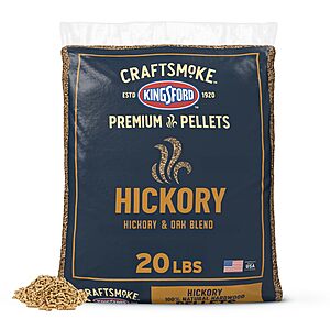Kingsford Craftsmoke Premium Grilling Wood Pellets, Hickory BBQ Pellets for Grilling, 100% Natural Hardwood, 20 pounds - $12.89 AC @Amazon