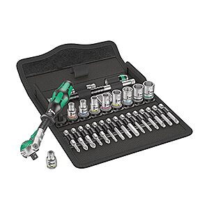 Wera 05004016001 8100 SA 6 Zyklop Metric Speed Ratchet Set, 28 Piece, 1/4" Drive $112.99