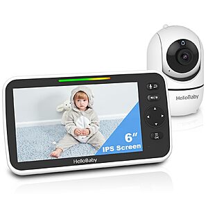 HelloBaby 6" No WiFi Video Baby Monitor with Camera Audio, 33H Battery $69.98