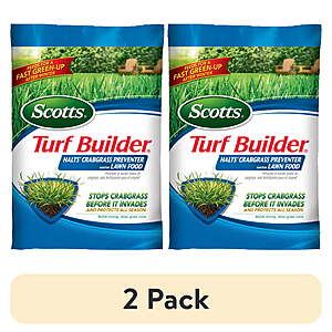 2-Pack Scotts Turf Builder Halts Crabgrass Preventer w/ Lawn Food (5,000-Sq. Ft. Coverage) $30.47 + Free Shipping w/ Walmart+ or on $35+
